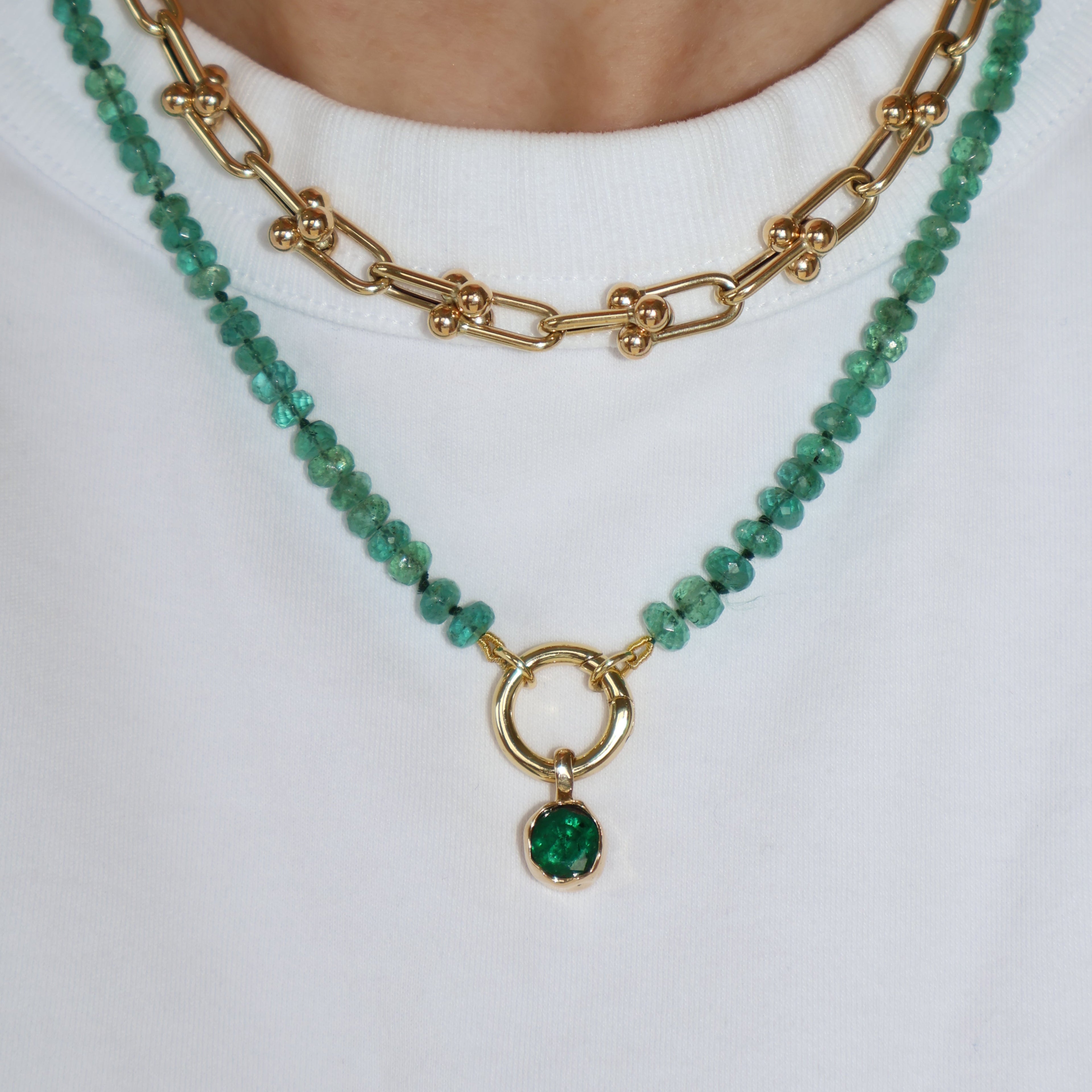 Emerald Strand Charm Necklace
