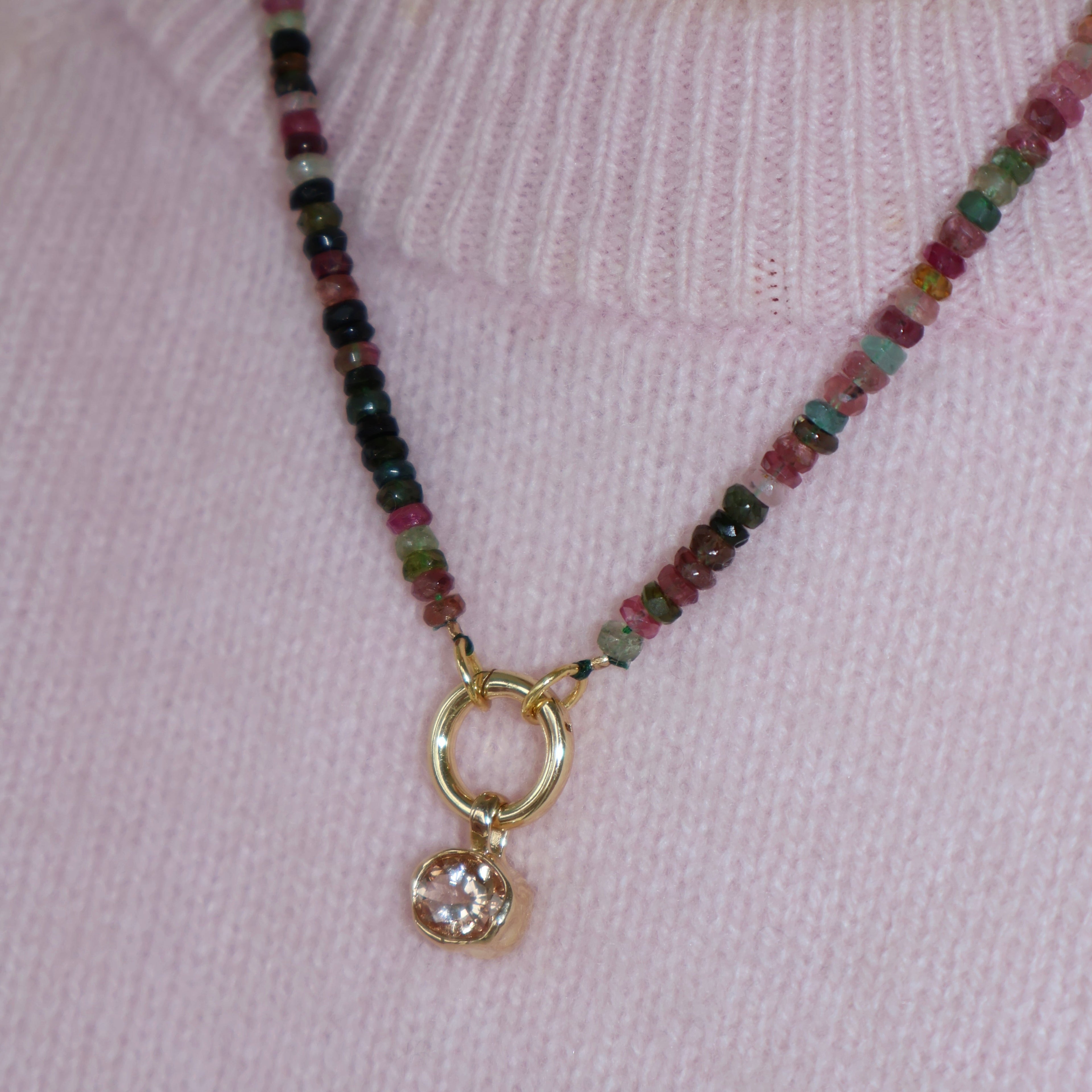 Watermelon Tourmaline Charm Necklace