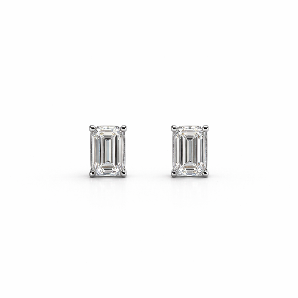 Emerald Cut Lab-Grown Studs