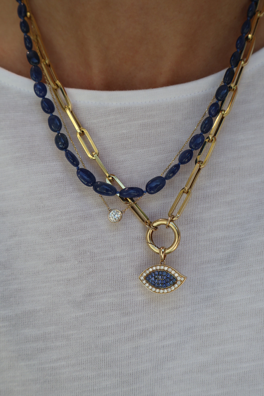 Blue Sapphire Pavé Evil Eye