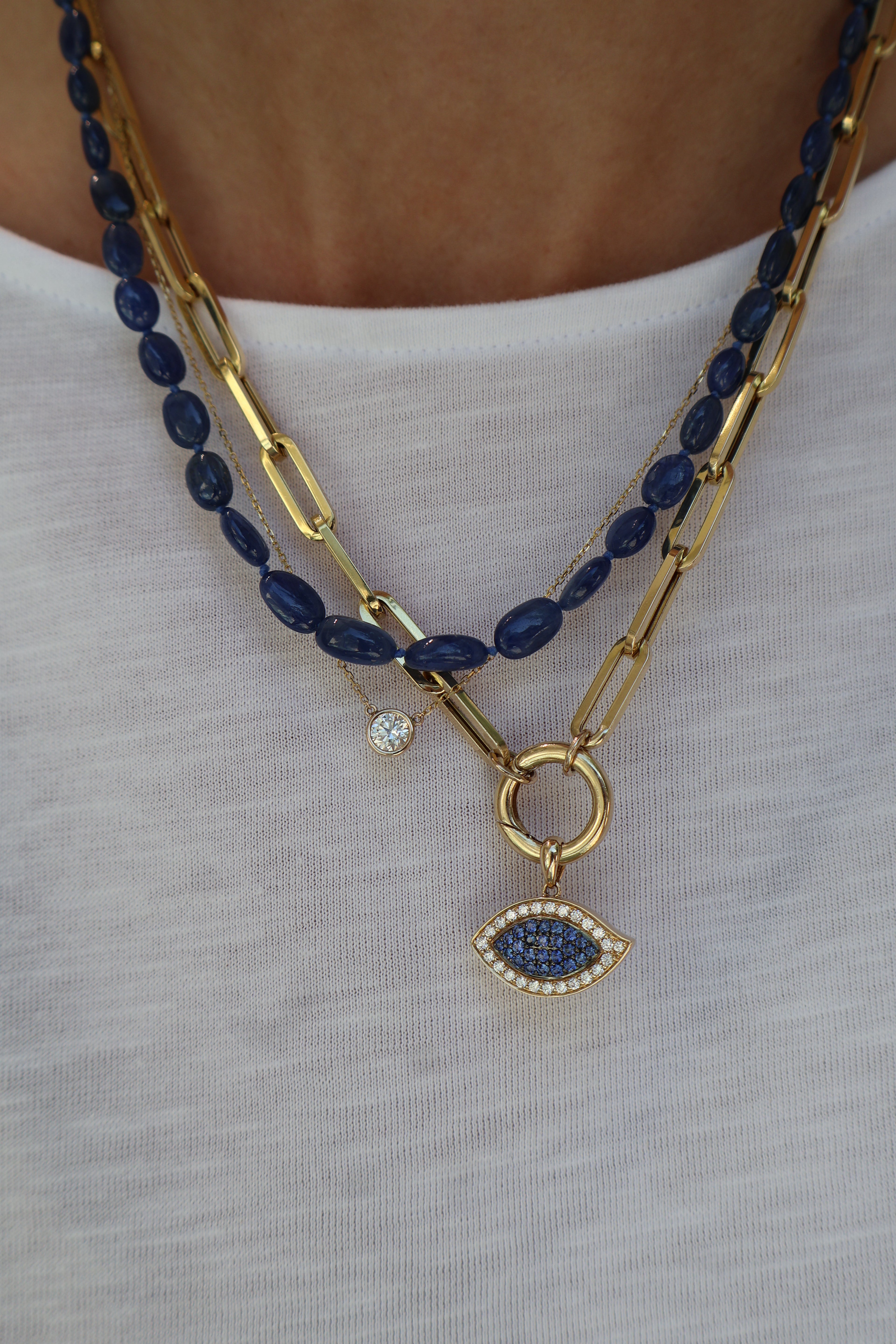 Blue Sapphire Pavé Evil Eye
