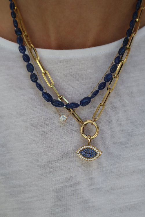 Blue Sapphire Cabochon Necklace