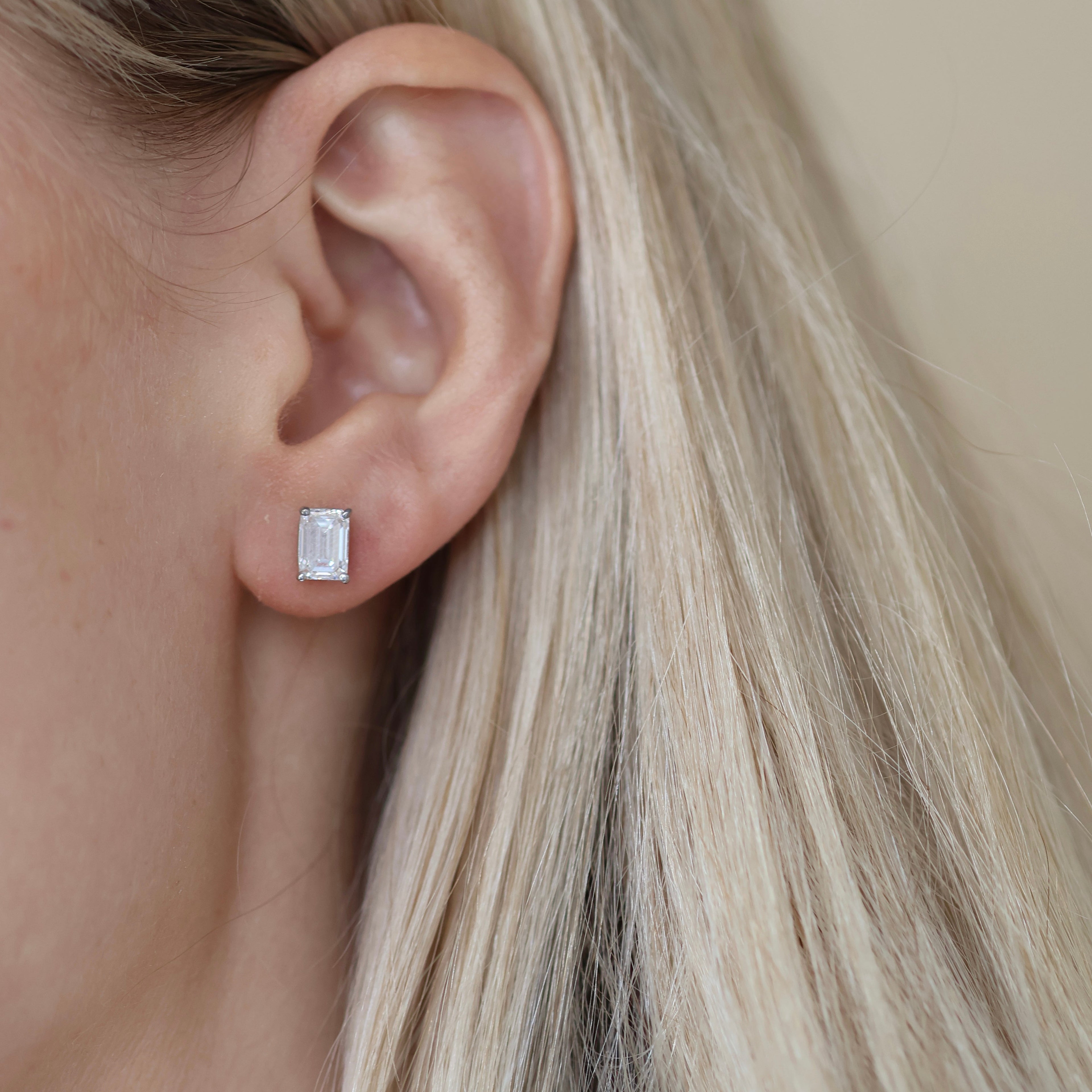 Emerald Cut Lab-Grown Studs
