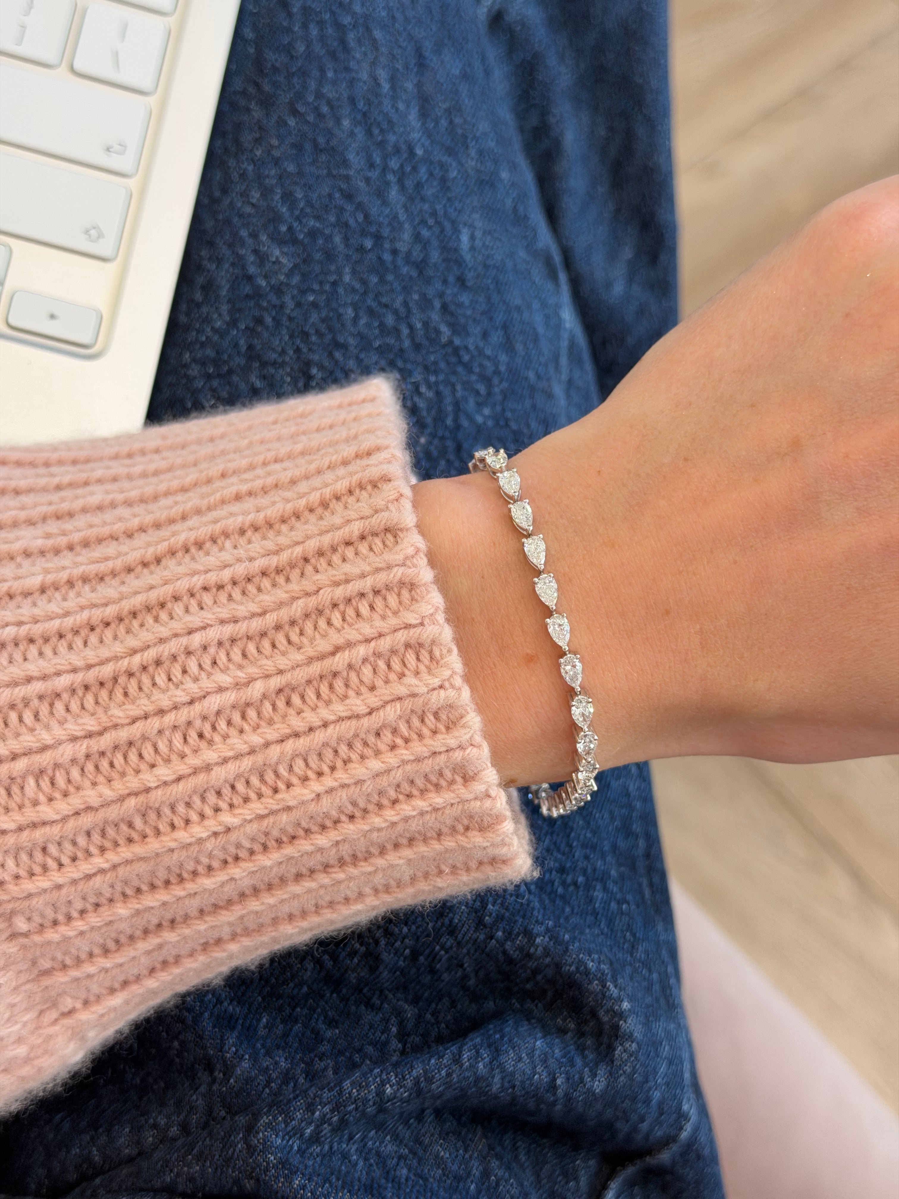 Lab-Grown Pear Tennis Diamond Bracelet