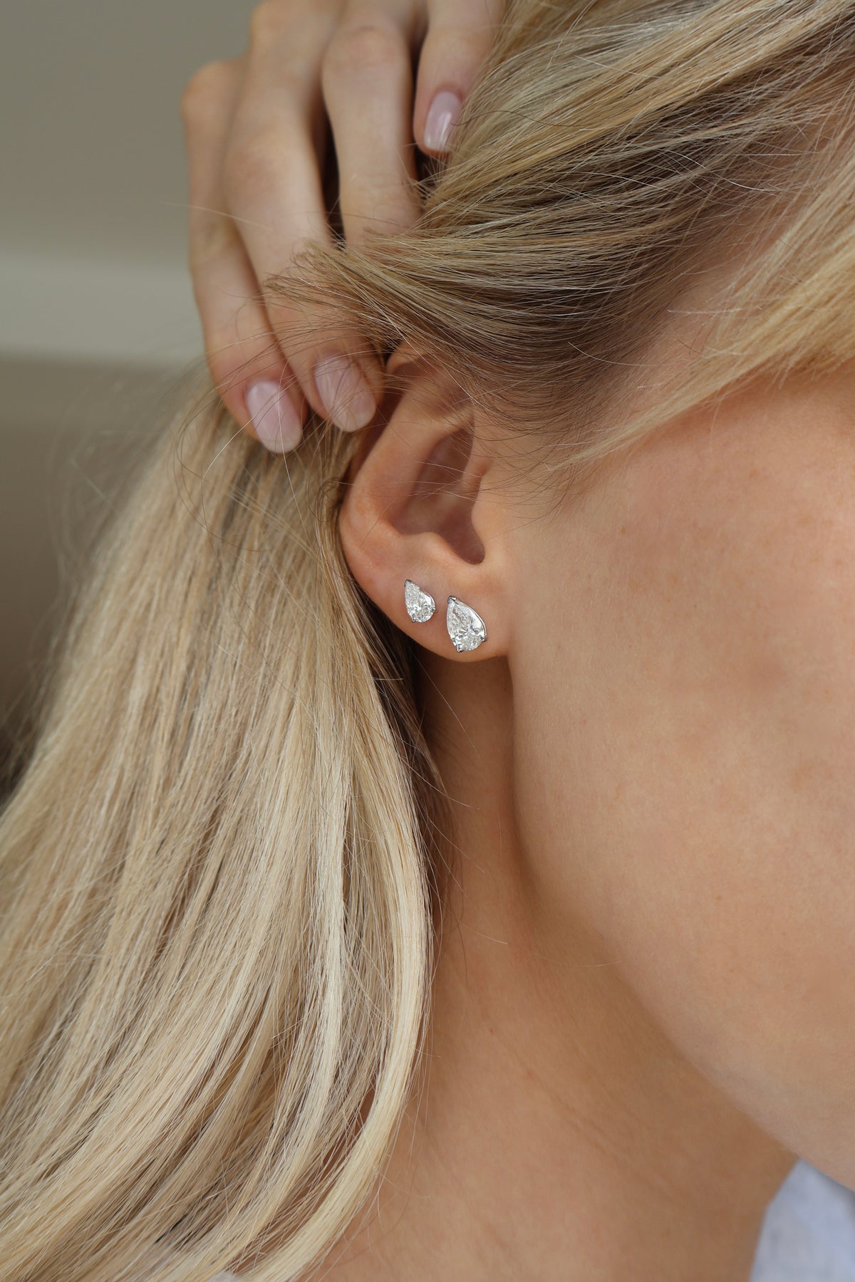 Lab-Grown Pear Studs