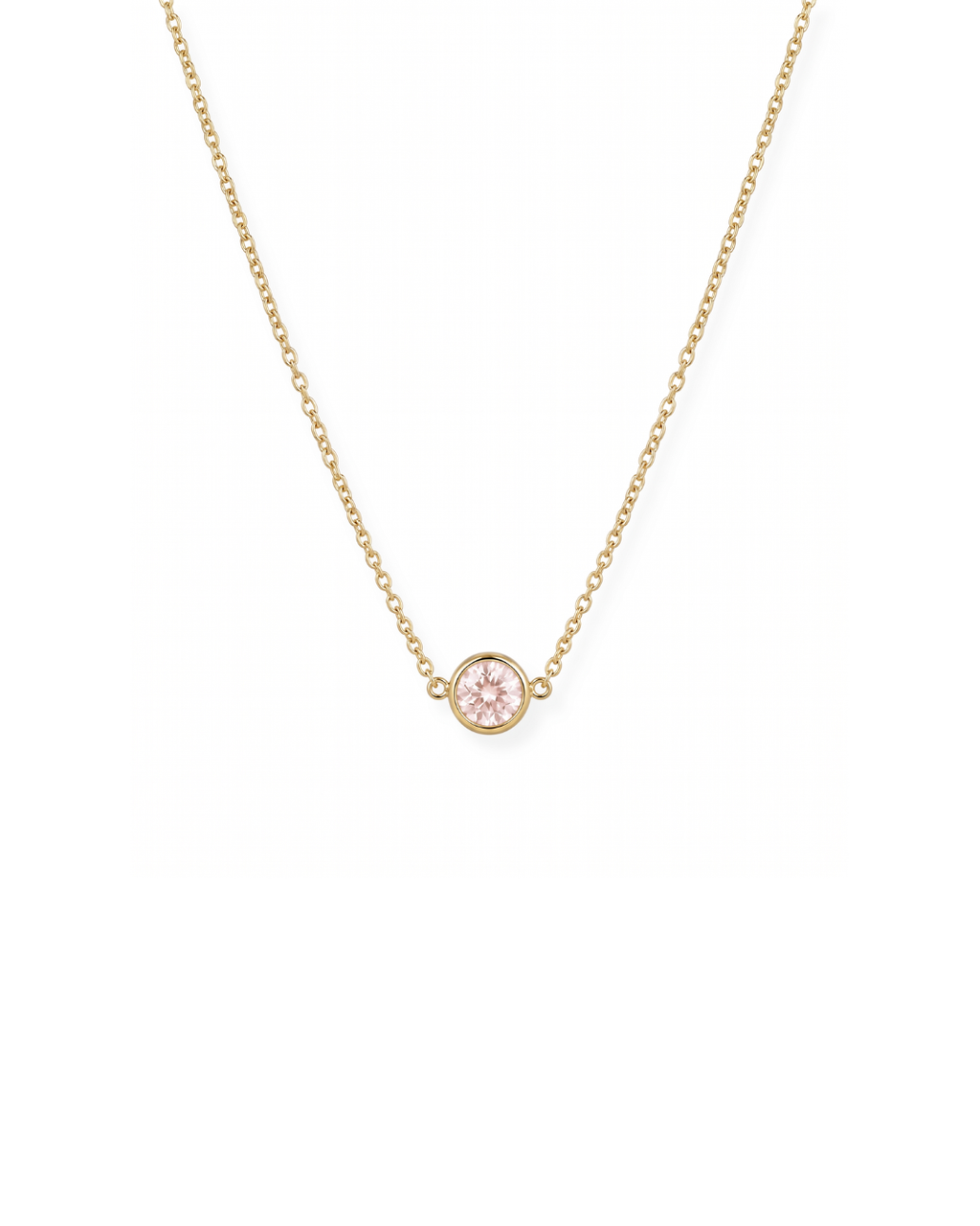 10kt Yellow Gold Pink Diamond Bezel Necklace