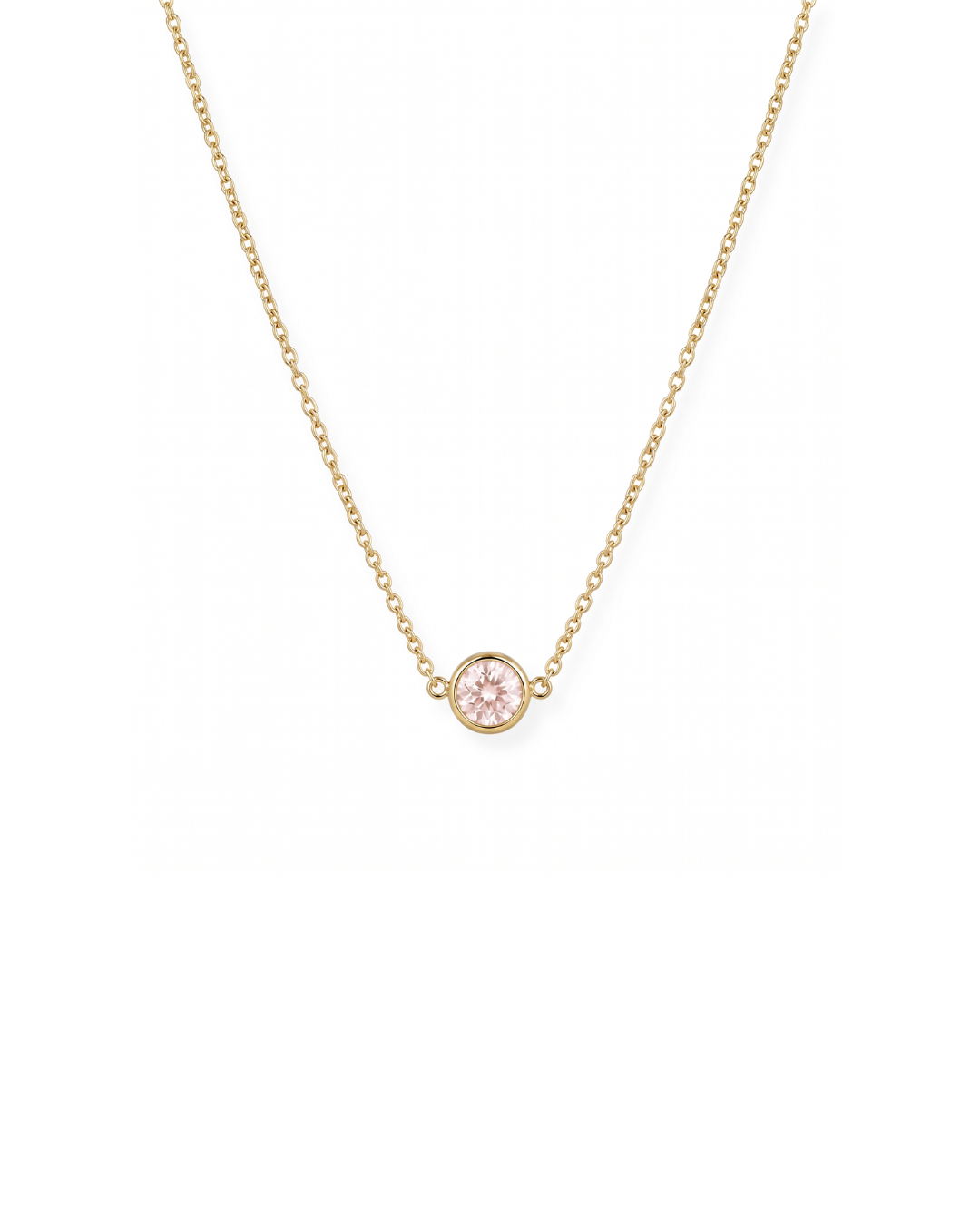10kt Yellow Gold Pink Diamond Bezel Necklace