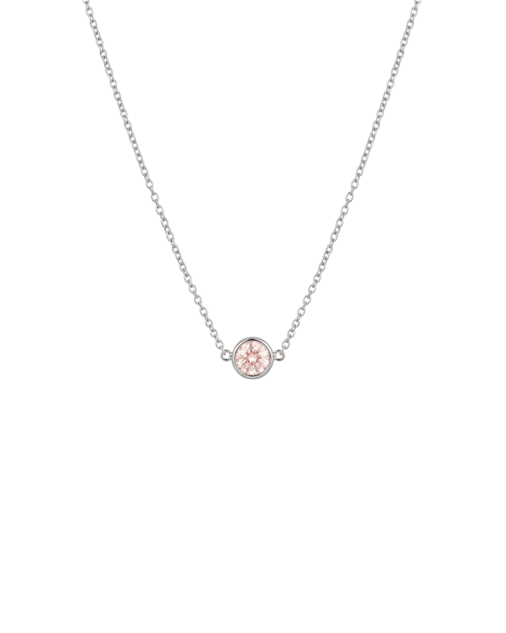 14kt White Gold Pink Diamond Bezel Necklace