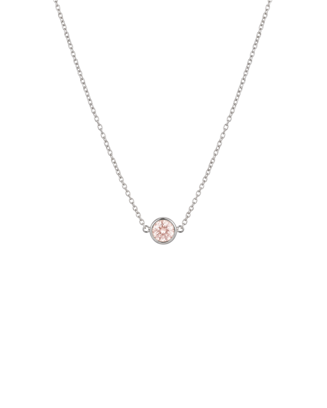 14kt White Gold Pink Diamond Bezel Necklace