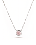 14kt White Gold Pink Diamond Bezel Necklace